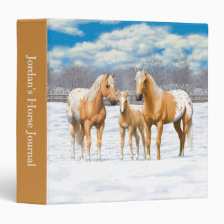 Palomino Appaloosa Horses In Snow 3 Ring Binder