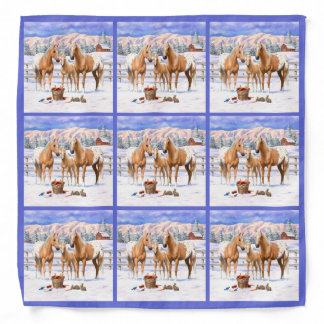 Palomino Appaloosa Horses In Snow Bandana