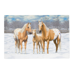 Palomino Appaloosa Horses In Snow Placemat