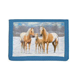 Palomino Appaloosa Horses In Snow Trifold Wallet