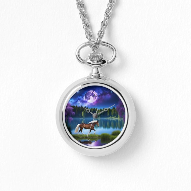 Palomino Belgian Horse under a Purple Starry Sky Watch (Front)
