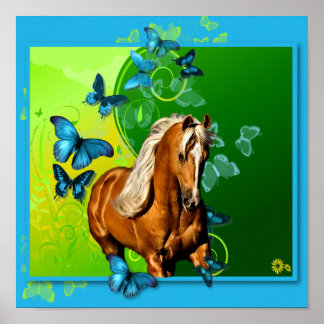Palomino & Butterflies Poster
