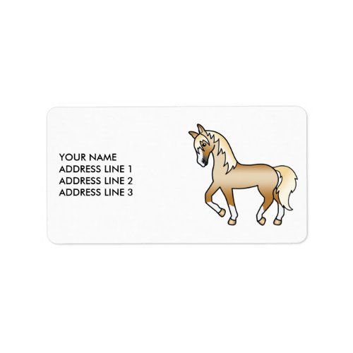 Palomino Cartoon Trotting Horse  Custom Text Label