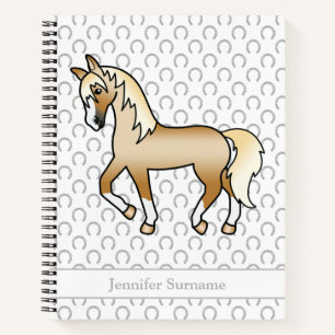 Palomino Cartoon Trotting Horse & Custom Text Notebook