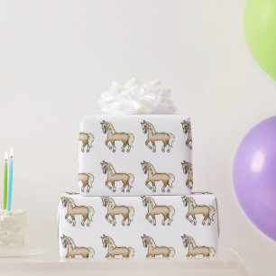 Palomino Cute Cartoon Trotting Horse Pattern Wrapping Paper