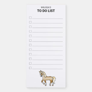 Palomino Cute Cartoon Trotting Horse To Do List Magnetic Notepad