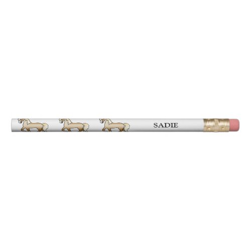 Palomino Cute Cartoon Trotting Horses  Name Pencil