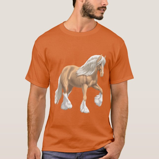 Palomino Gypsy Vanner Irish Cob Draft Horse family T-Shirt (Front)