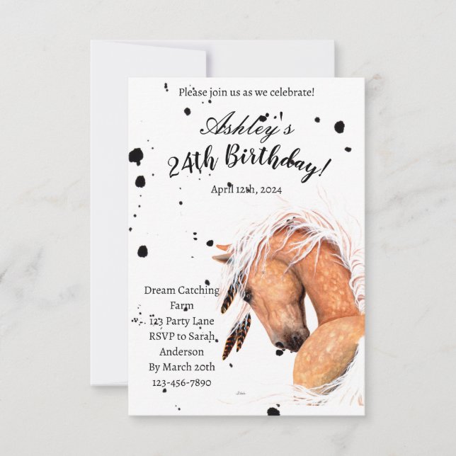 Palomino Horse Birthday Card By Amylyn Bihrle (Front)