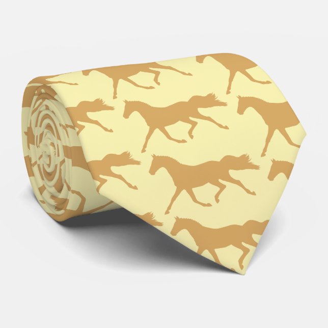Palomino Horse Cream and Tan Pattern Neck Tie (Rolled)