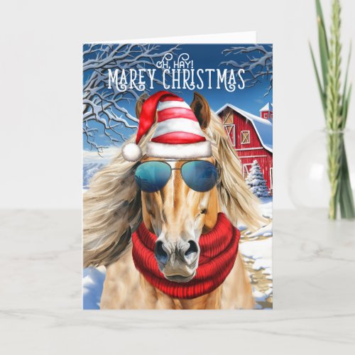 Palomino Horse Funny MAREy Christmas Holiday Card