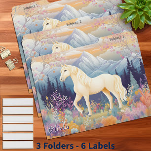 Palomino Horse Girl Wild Flowers Colorful File Folder