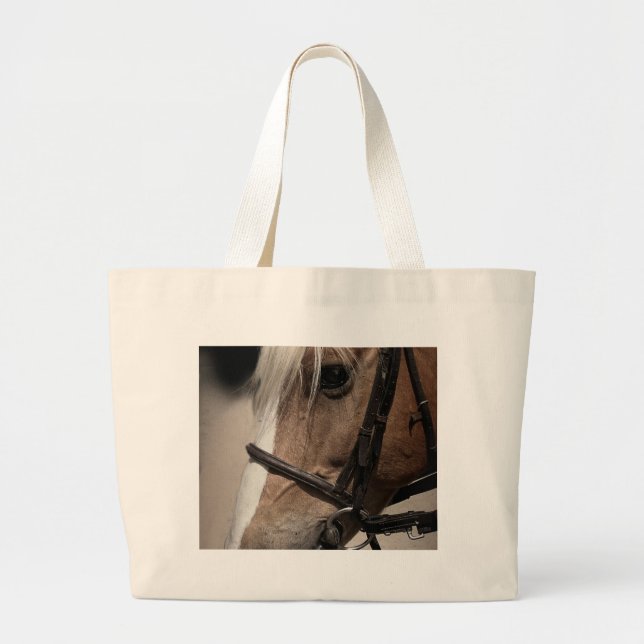 Palomino Horse in Bridle Large Tote Bag (Front)