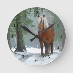 Palomino Horse In Snow Wall Clock
