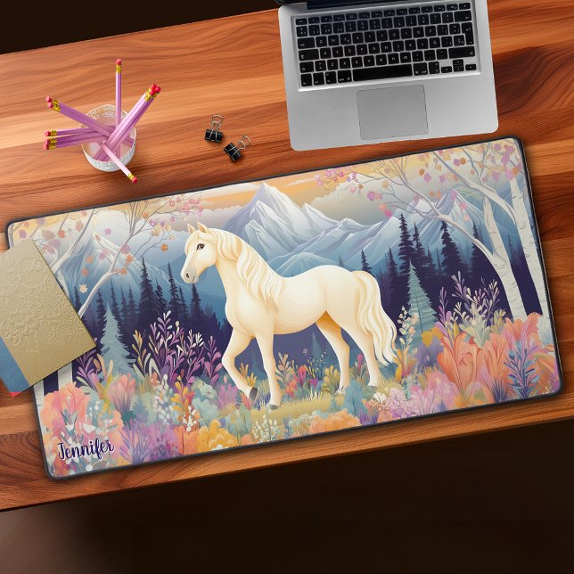 Palomino Horse Mountain Wildflowers Personalized Desk Mat (Palomino Horse Mountain Wildflowers Personalized Desk Mat)