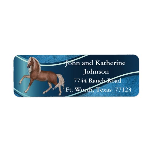 Palomino Horse on Blue  Return Address Labels