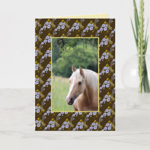 Palomino horse on flower pattern blank holiday card