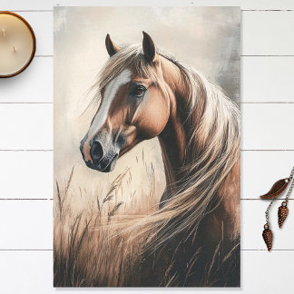 Palomino Horse Portrait Illustration Decoupage Tissue Paper