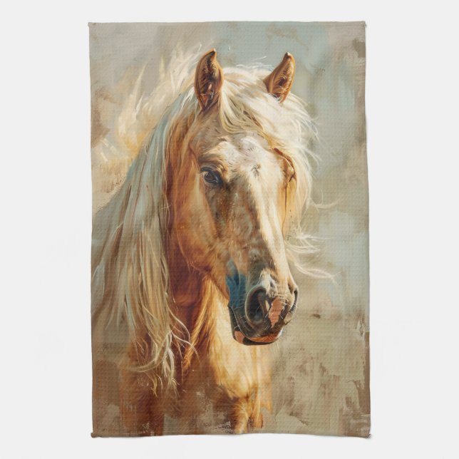 Palomino Horse Portrait Kitchen Towel (Vertical)