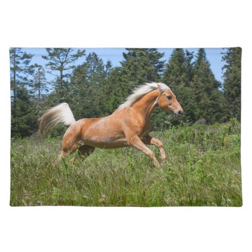 Palomino Horse Running through a Meadow Cloth Placemat