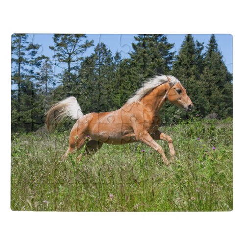 Palomino Horse Running through a Meadow Jigsaw Puzzle