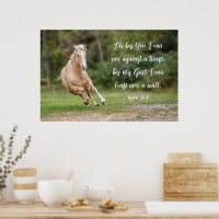 Palomino Horse Scripture Verse Run Against a Troop