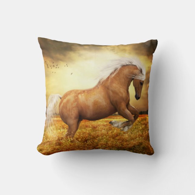 Palomino Horse Sundance Throw Pillow (Front)