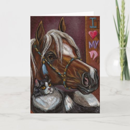 PALOMINO HORSE Tuxedo Cat Card