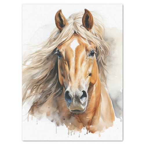 Palomino Horse Watercolor Decoupage Tissue Paper