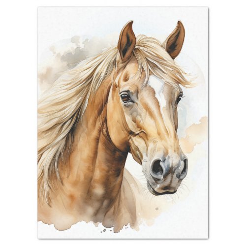 Palomino Horse Watercolor Decoupage Tissue Paper