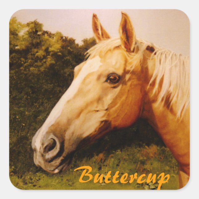 Palomino Horse with Blaze Square Sticker (Front)