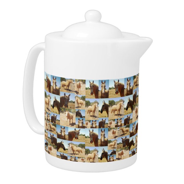 Palomino Horses Photo Collage, Teapot (Left)