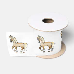 Palomino Illustrated Cute Cartoon Trotting Horses Satin Ribbon