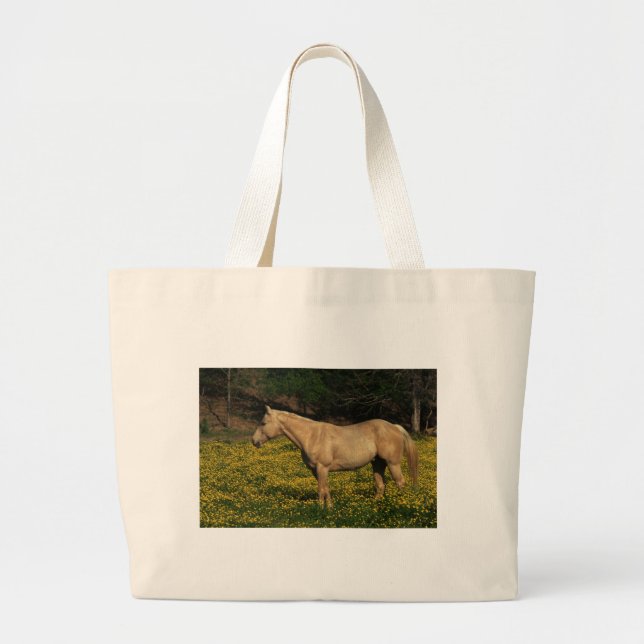 Palomino in Yellow Flowers Large Tote Bag (Front)