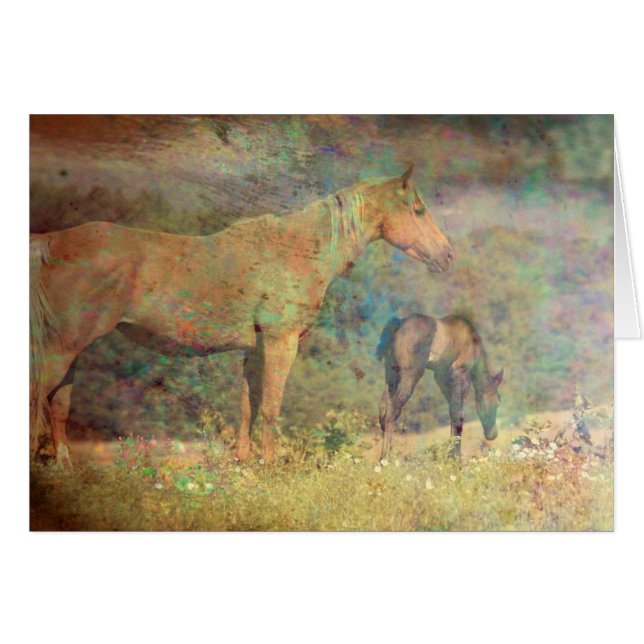 Palomino Mare and Foal Cards (Front Horizontal)