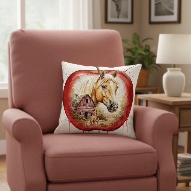 Palomino Mare and Her Colt in an Apple Throw Pillow (Creator Uploaded)
