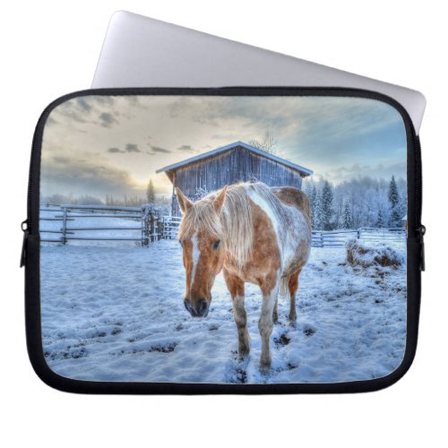 Palomino Paint Horse and Barn Equine Photo Laptop Sleeve