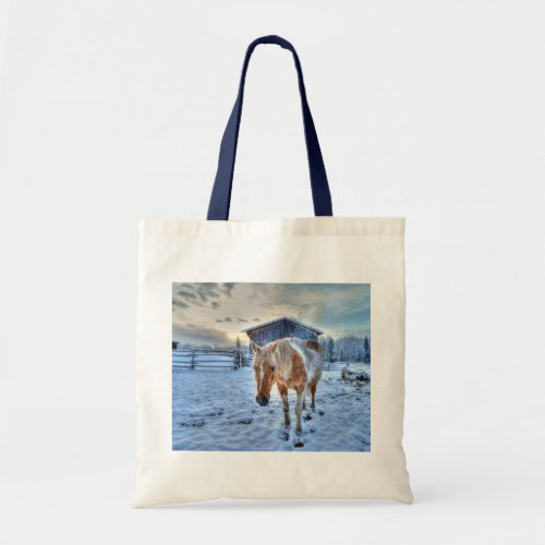 Palomino Paint Horse and Barn for Animal_lovers Tote Bag