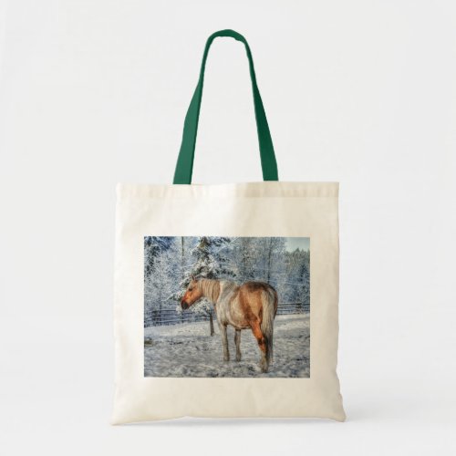 Palomino Paint Horse and Snow for Animal_lovers Tote Bag