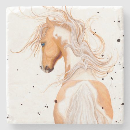 Palomino Paint Horse By Bihrle Stone Coaster