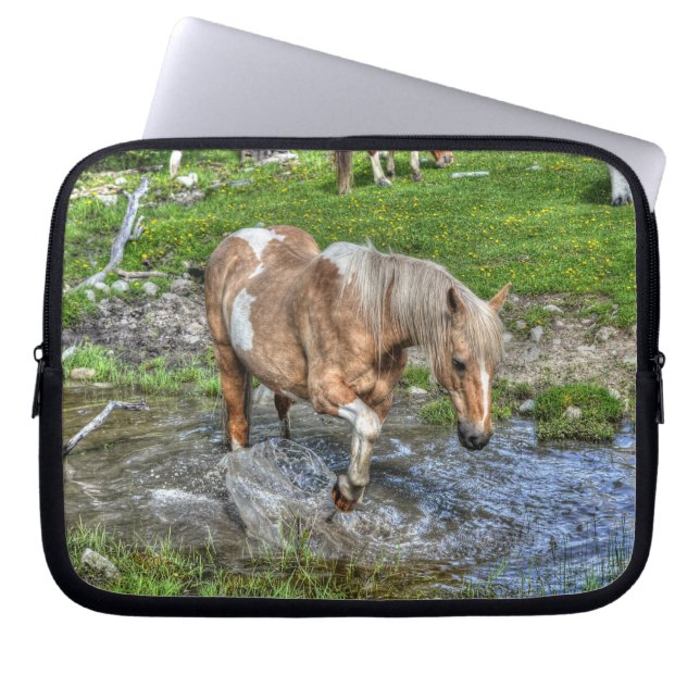 Palomino Paint Horse & Forest Pond 2 Laptop Sleeve (Front)