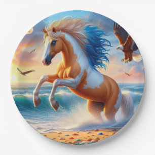 Palomino Paint Horse Ocean Paper Plates