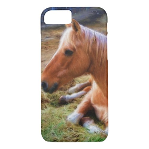 Palomino Pinto Horse Resting Artwork iPhone 87 Case
