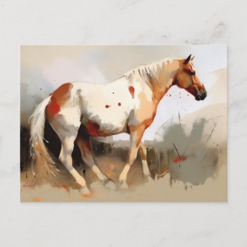Palomino Pinto Mustang Horse Painting Postcard by angelandspot at Zazzle