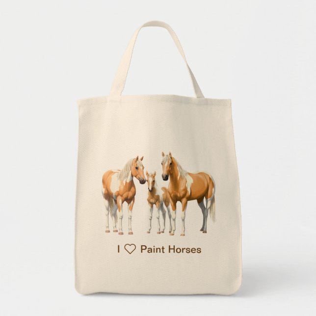 Palomino Pinto Paint Quarter Horses In Snow Tote Bag (Front)