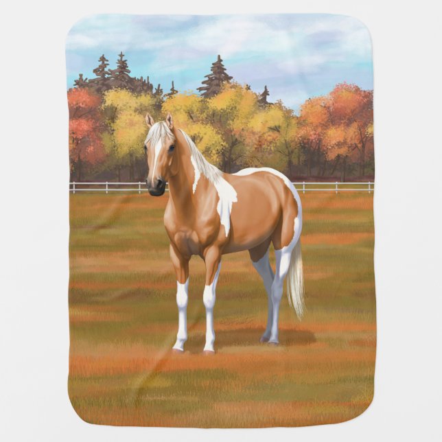 Palomino Pinto Quarter Horse Paint Horse Stallion Baby Blanket (Front)