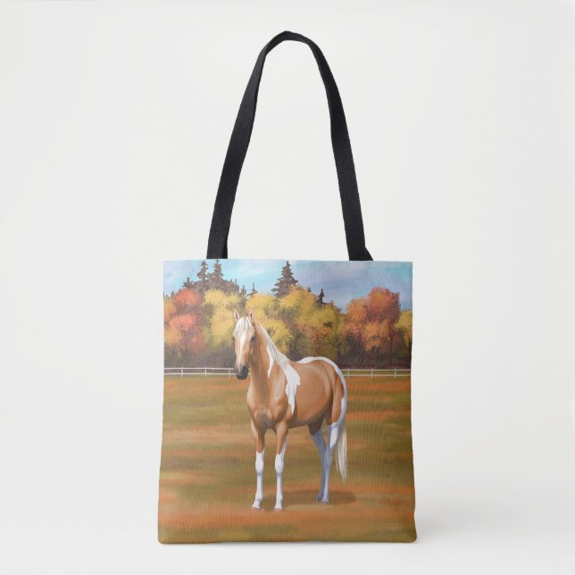 Palomino Pinto Quarter Horse Paint Horse Stallion Tote Bag (Front)