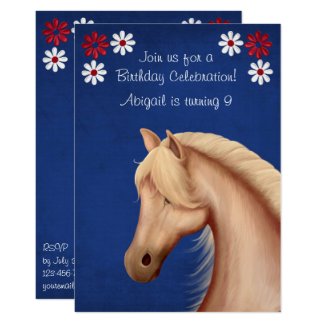 Palomino Pony Red White Blue Horse Birthday Invite