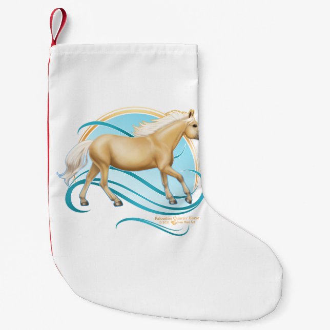 Palomino Quarter Horse Small Christmas Stocking (Front)