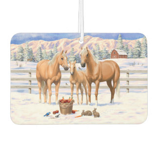 Palomino Quarter Horses In Winter Snow Air Freshener